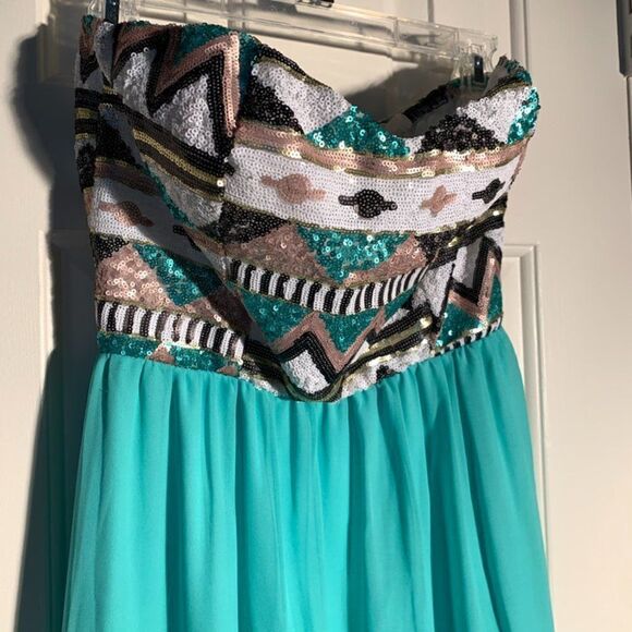 Strapless Sequin Mint Green Dress  Mardi Gras - Picture 1 of 14